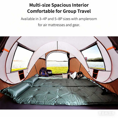 Automatic Pop-up Camping Tent – 3-8 Person Waterproof Instant Setup Shelter with Porch | Traverseon