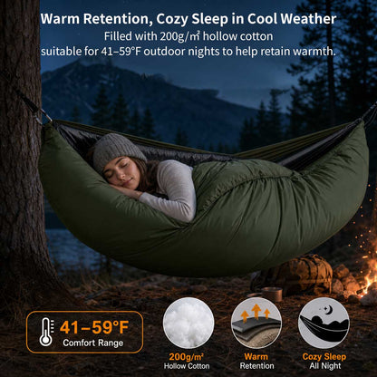 Camping Hammock Underquilt – 41–59°F, 2.76 lb Windproof Quilt | Traverseon