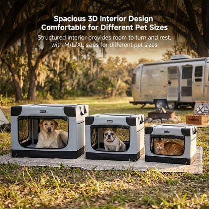 Foldable Soft Dog Crate – Portable Travel Pet Carrier with Mesh Ventilation & Waterproof Oxford Fabric | Traverseon