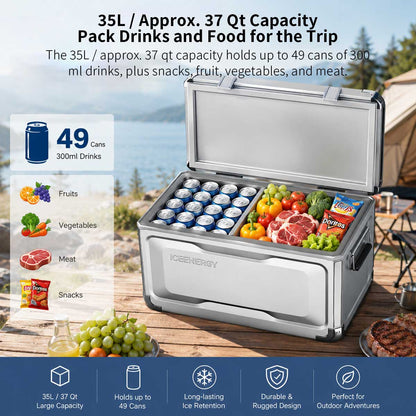 37 Qt All-Aluminum Portable Fridge – Dual-Zone Car Cooler | Traverseon