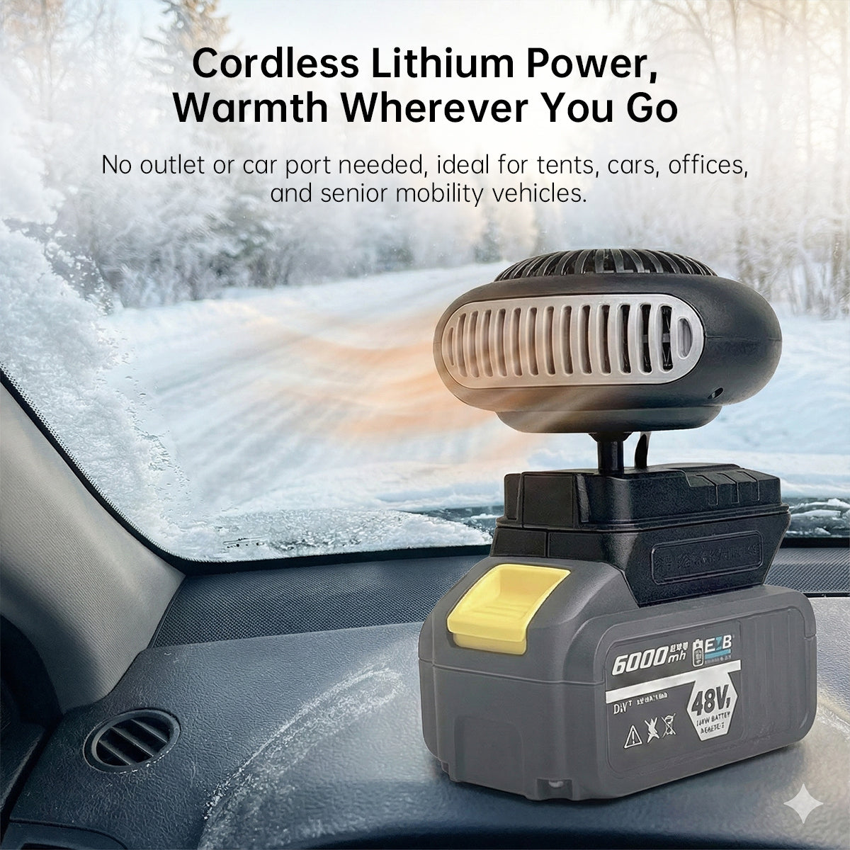 Portable Cordless Car Heater – 3-Second Heat, Rechargeable Lithium Power, Indoor/Outdoor Use | Traverseon