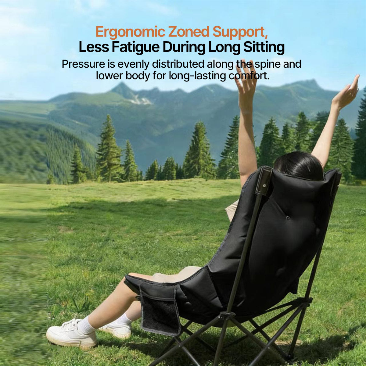 Outdoor Recliner Chair - Adjustable Gear Positions Foldable for Camping, Sports Events, Beach | Traverseon