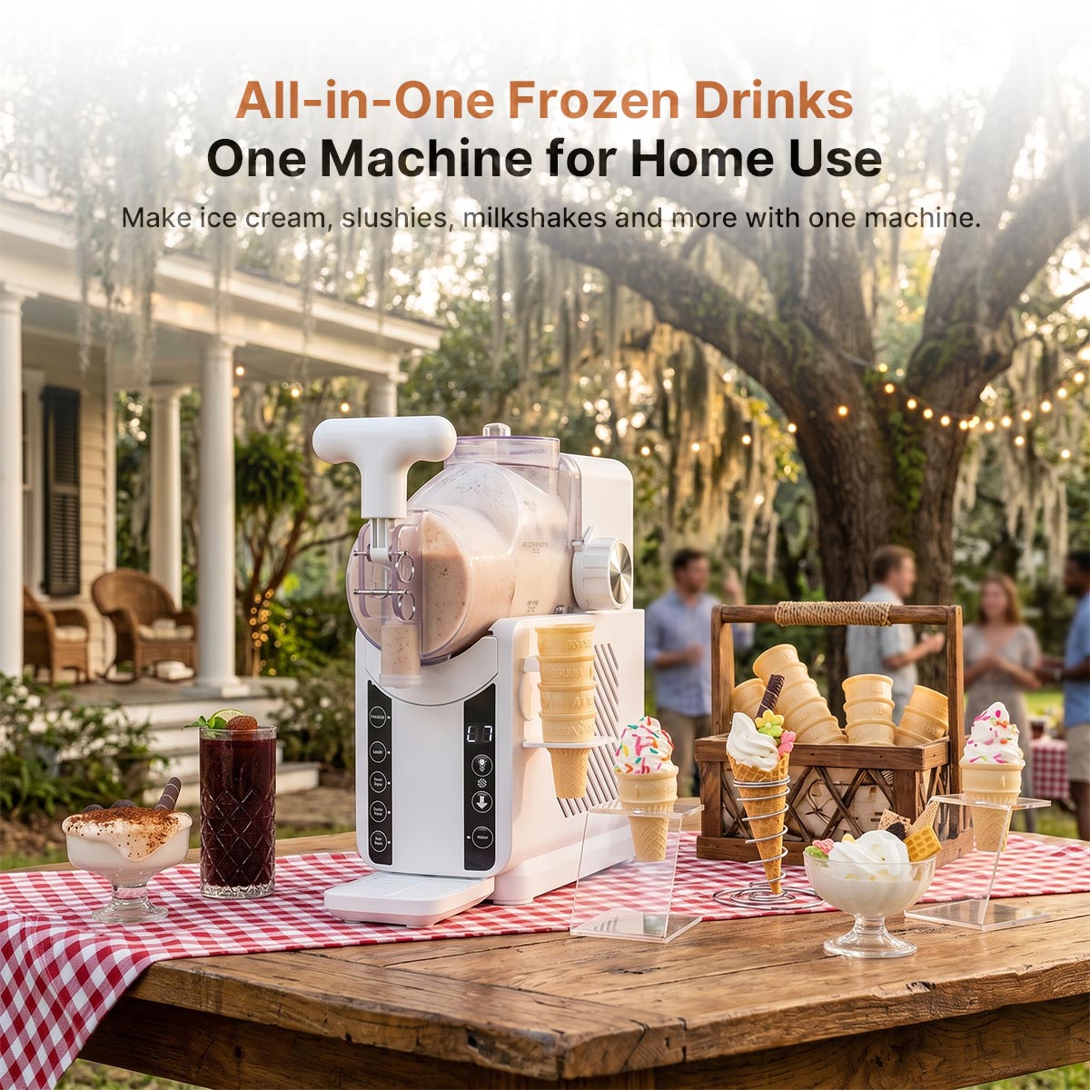 Traverseon 1.8L Portable Slushie & Ice Cream Maker | 110V Blue | Summer Party Essential