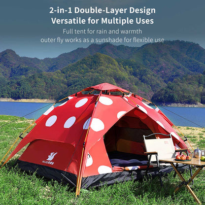 Spring Automatic Camping Tent – 3–4 Person Waterproof UV Sun Shelter | Traverseon