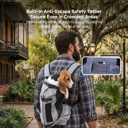 Pet Backpack Carrier with Whistle & Anti-Escape Safety – Breathable Ergonomic Design | Traverseon
