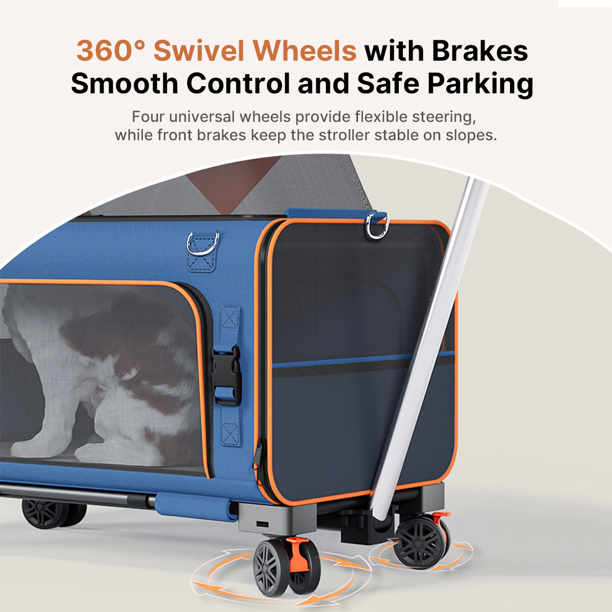 2-in-1 Pet Stroller & Carrier – Foldable Breathable Dog & Cat Travel Cart | Traverseon