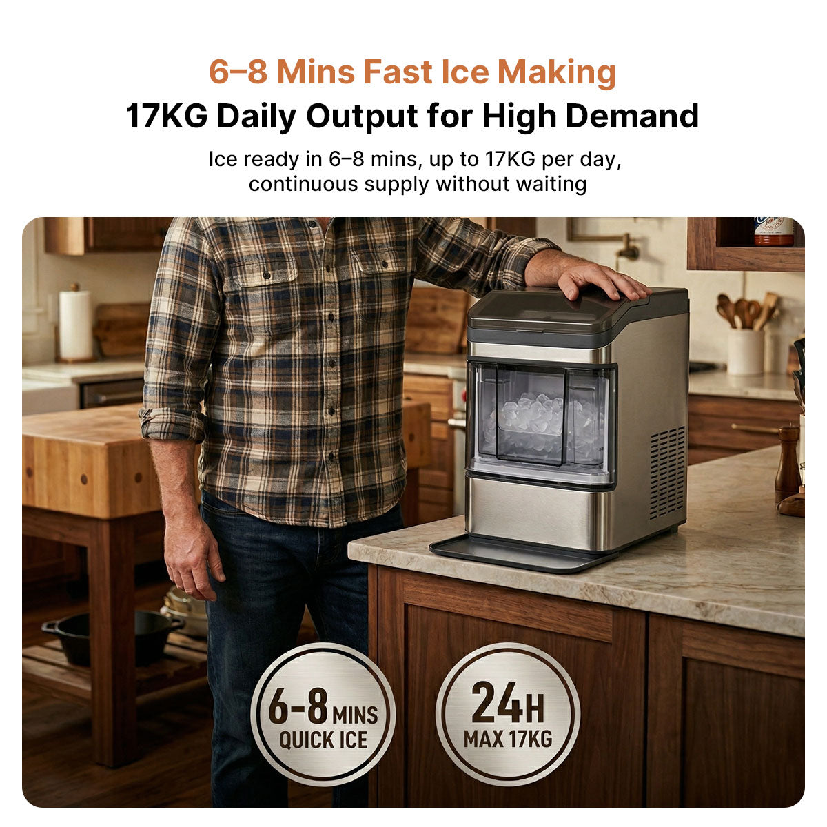 Countertop Ice Maker – 37Lbs 6Min Ice Auto-Clean Portable RV Camping | Traverseon