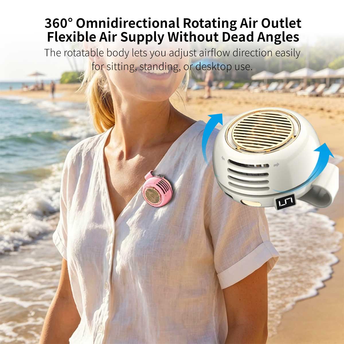 Portable Clip-On Bladeless Fan – 360° Wearable Cooling Fan | Traverseon