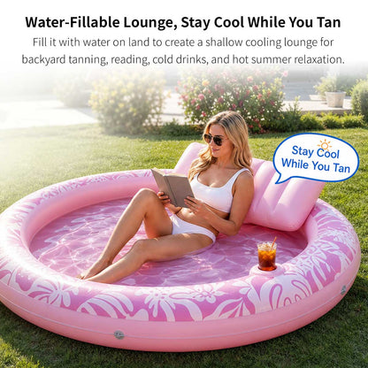 Inflatable Tanning Pool Lounger – 190 cm (75 in) 2-in-1 Pool Float | Traverseon