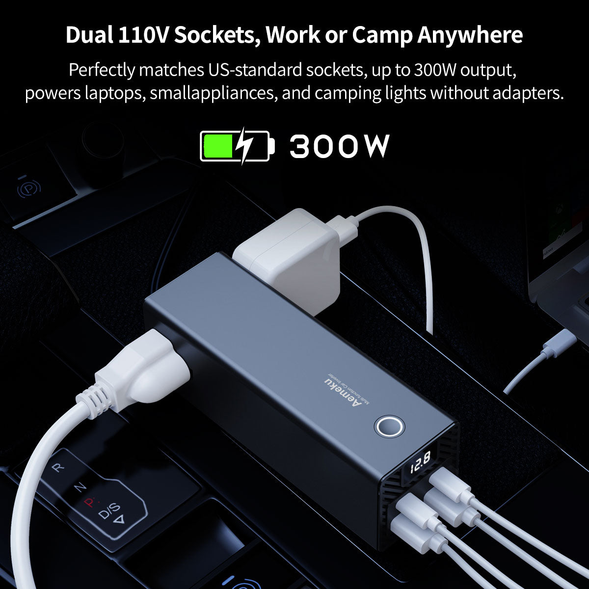 Car Power Inverter – Dual Fast Charge, 2 Outlets & 4 USB, Fits All Vehicles, Road Trips & Camping Must-Have| Traverseon