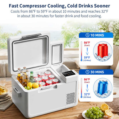 25L/26 Qt 12V/24V Portable Car Fridge with Ice Maker | Traverseon