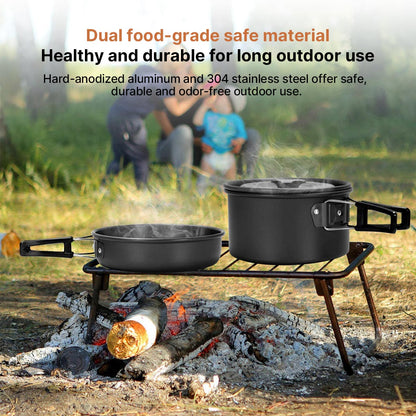Camping Cookware Set – 2-3 Person Outdoor Pots & Tableware | Traverseon
