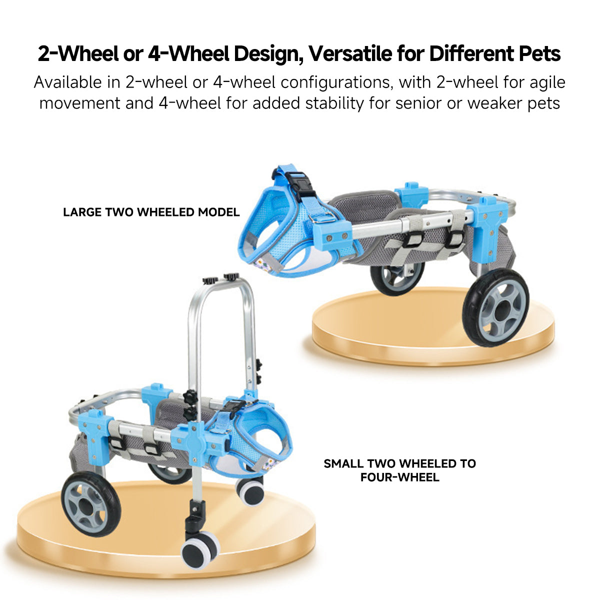 Wheelchair Dog for Back Legs, 2/4 Wheels Adjustable Mobility Support for Small Medium Dogs | Traverseon