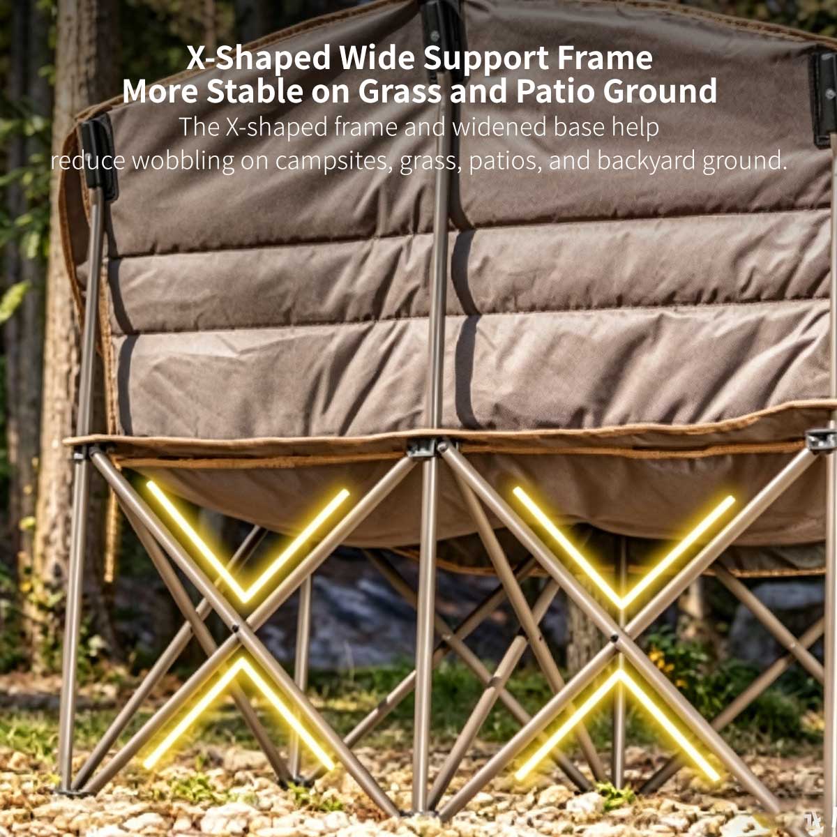 Double Camping Chair – 440lbs Heavy Duty with Cup Holder for Outdoor Camping| Traverseon