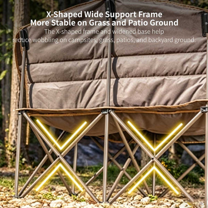 Double Camping Chair – 440lbs Heavy Duty with Cup Holder for Outdoor Camping| Traverseon