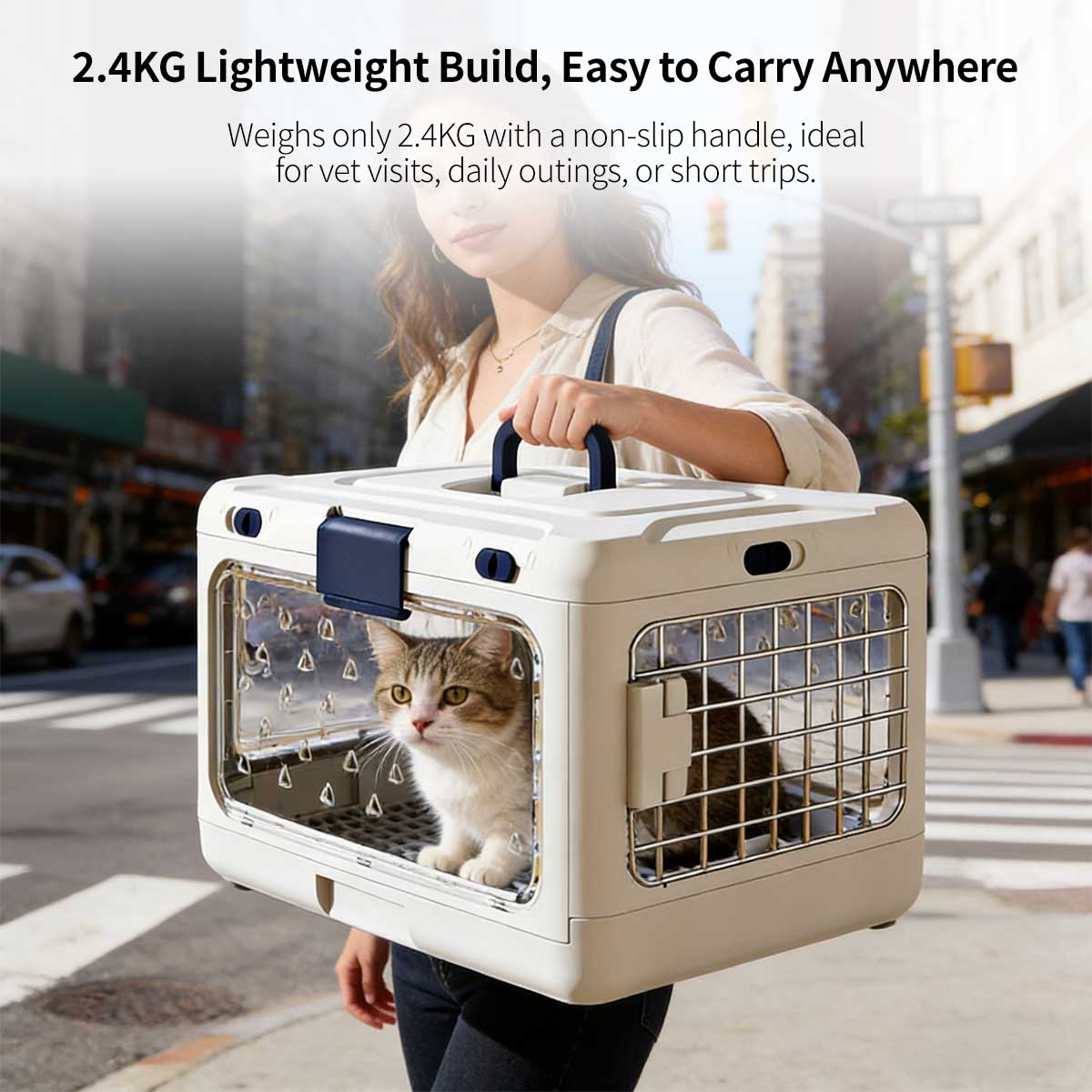 Foldable Pet Carrier – Airline-Approved Ventilated Safe Travel Crate for Airplane Car | Traverseon