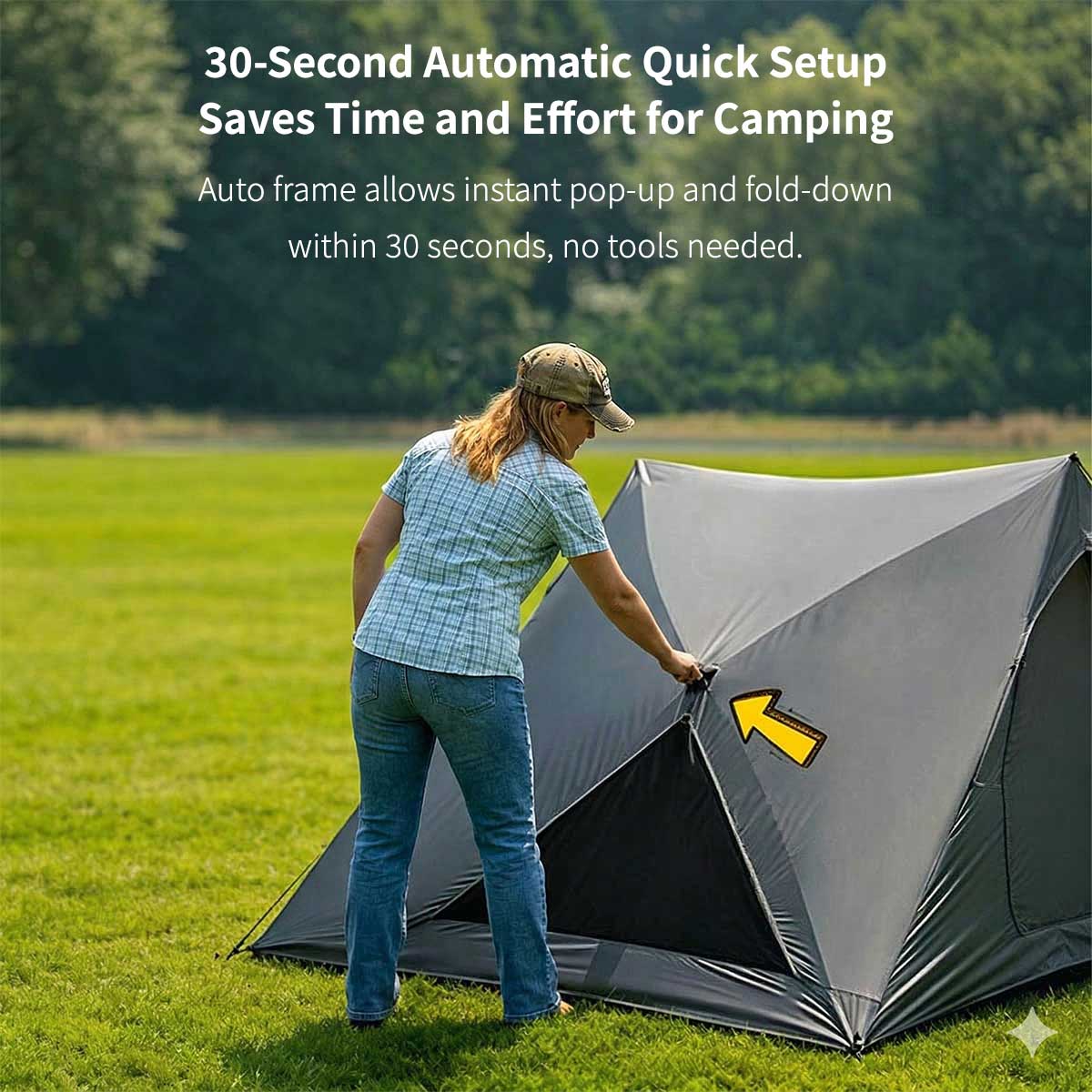 Black Coated Automatic Camping Tent – UPF50+ Waterproof Pop Up Shelter | Traverseon