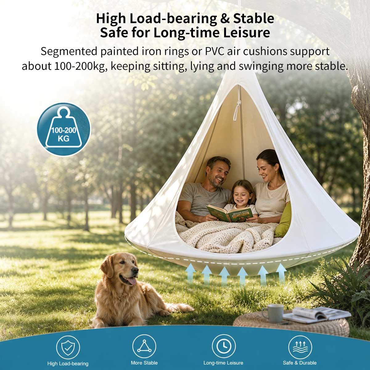 Conical Hanging Hammock Chair – 441 lb Waterproof Outdoor Swing | Traverseon