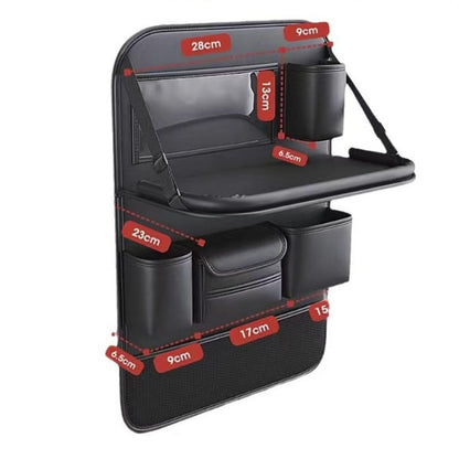 Traverseon Car Seat Organizer – Foldable Tray & Multi-Compartment Storage