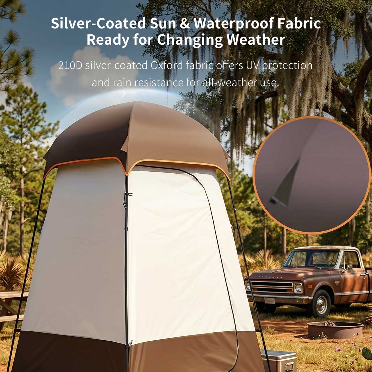 Outdoor Privacy Shower Tent – Waterproof UV-Resistant Changing Shelter with Floor & Hook | Traverseon
