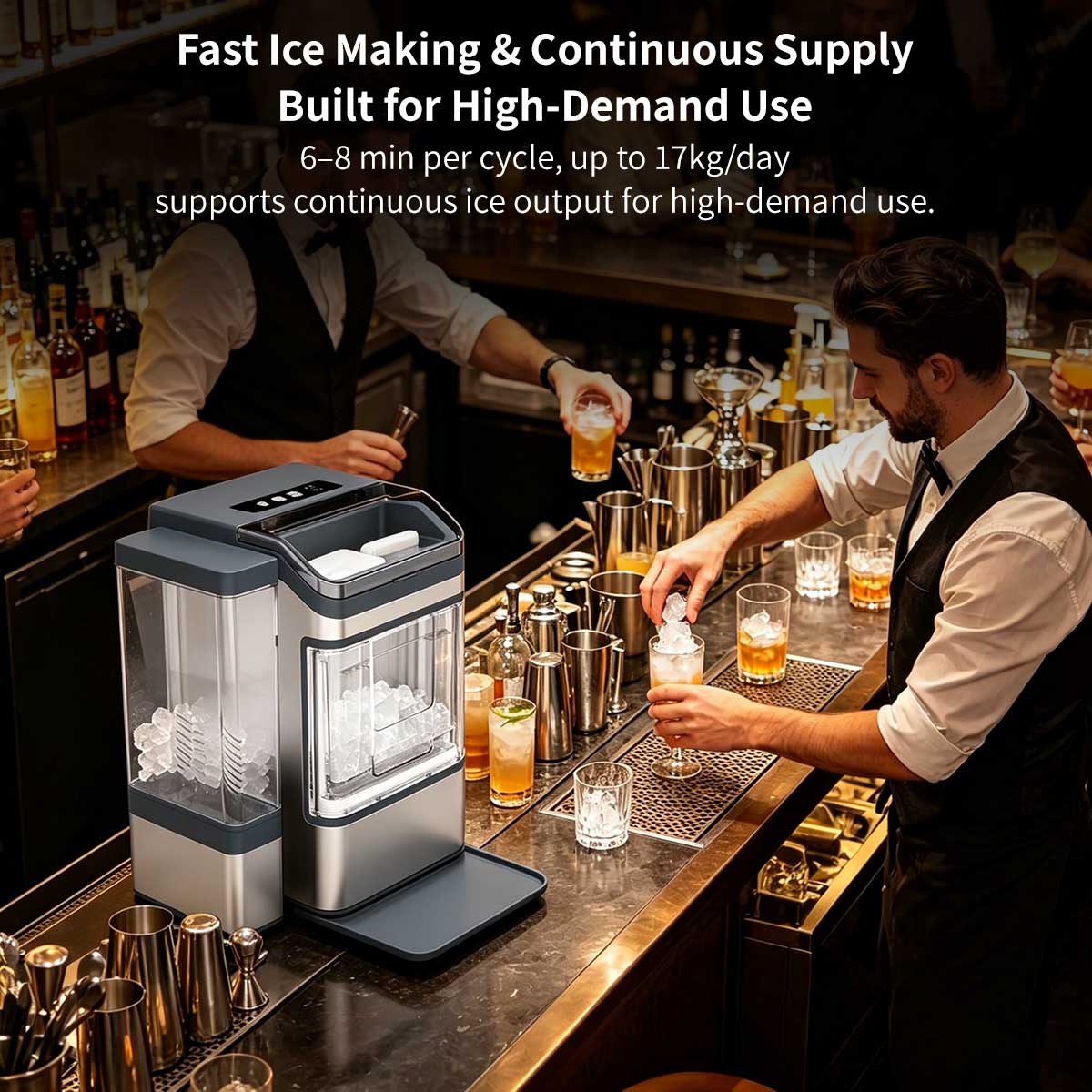 Commercial Portable Ice Maker – 17KG/38LB Fast Self-Clean Countertop Ice Machine | Traverseon