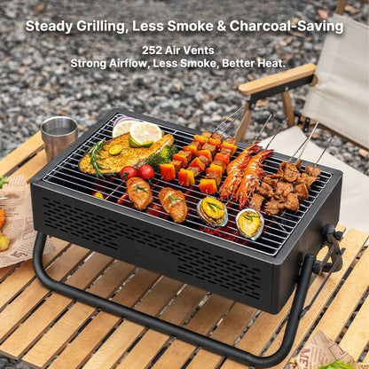 Portable Smokeless BBQ Grill – Foldable 27cm Wide for 5+ People | Traverseon