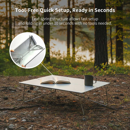 A4-Size Ultra-Light Foldable Aluminum Outdoor Table – Compact Camp Side Table | Traverseon