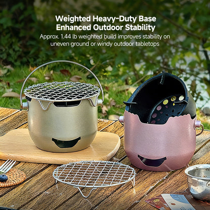 Mini Cast Iron Charcoal Grill – Portable Tabletop Korean BBQ Grill for Camping & Patio | Traverseon