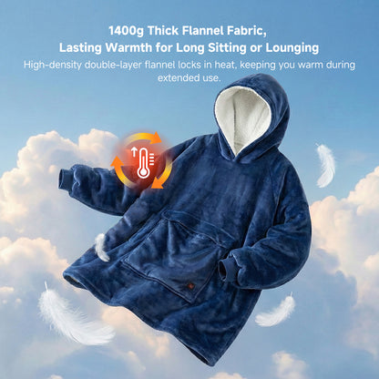 Cordless Heated Hoodie Blanket – 1400g Thick Flannel Cozy Warmth Anywhere | Traverseon