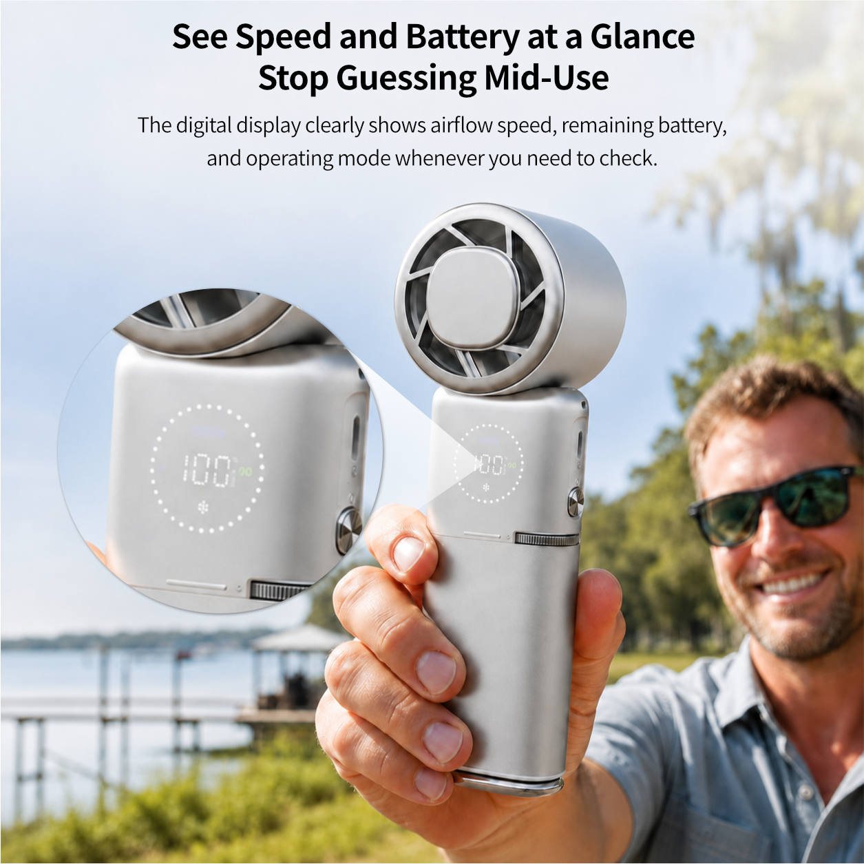 TEC Cooling Handheld Fan – Low-Noise 9000mAh Fan with Power Bank | Traverseon