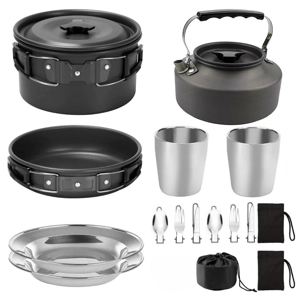 Camping Cookware Set – 2-3 Person Outdoor Pots & Tableware | Traverseon