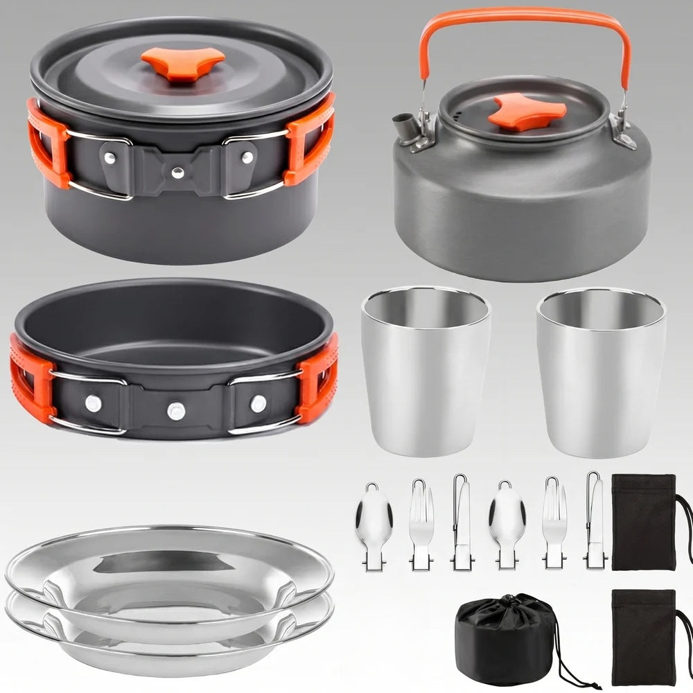 Camping Cookware Set – 2-3 Person Outdoor Pots & Tableware | Traverseon