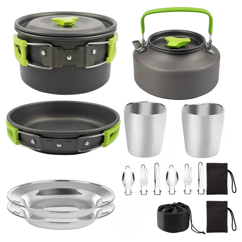 Camping Cookware Set – 2-3 Person Outdoor Pots & Tableware | Traverseon