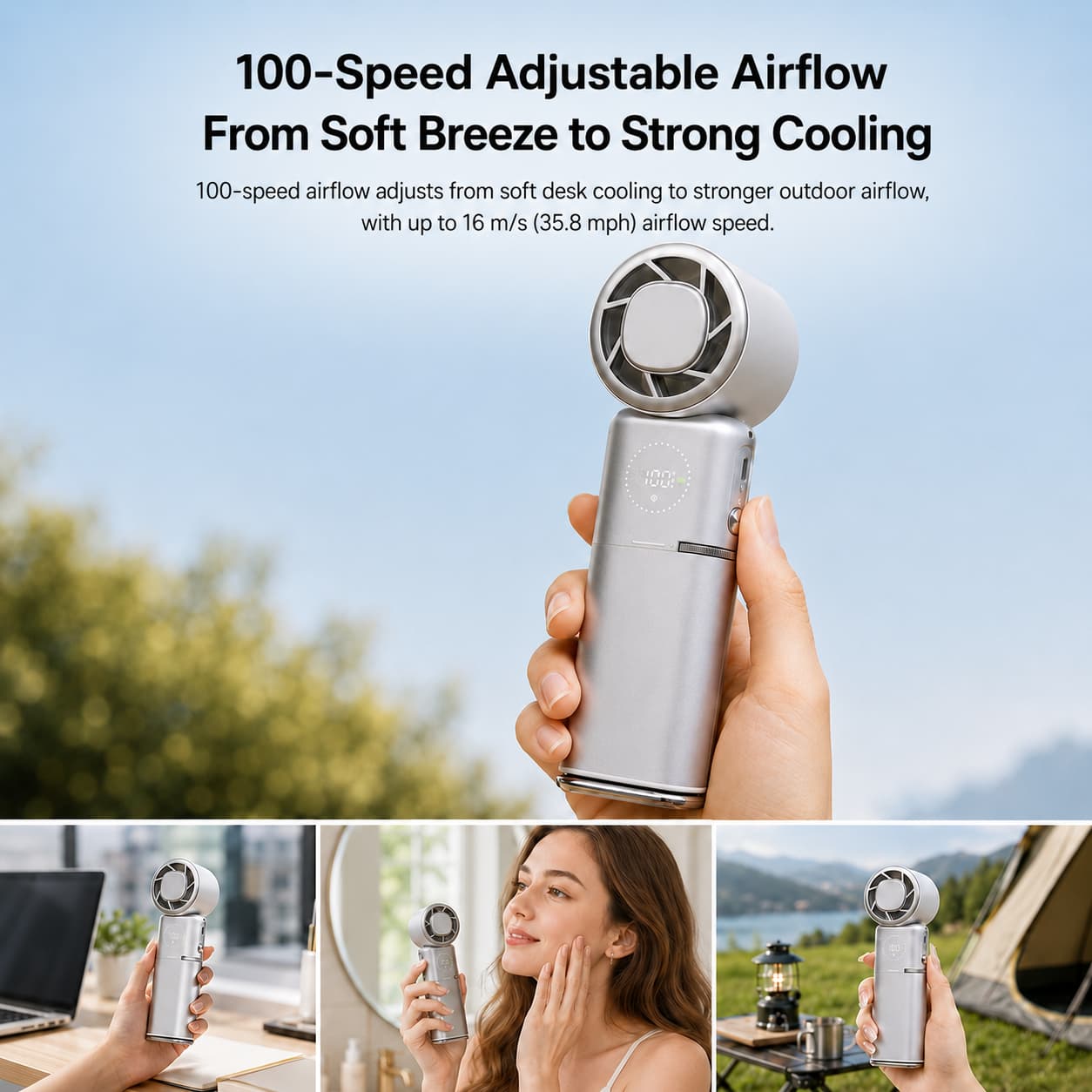 TEC Cooling Handheld Fan – 9000mAh Rechargeable Fan with Power Bank | Traverseon