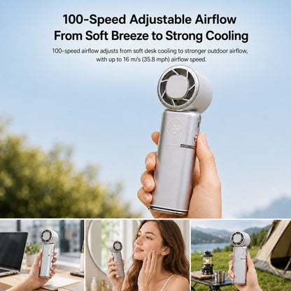 TEC Cooling Handheld Fan – 9000mAh Rechargeable Fan with Power Bank | Traverseon
