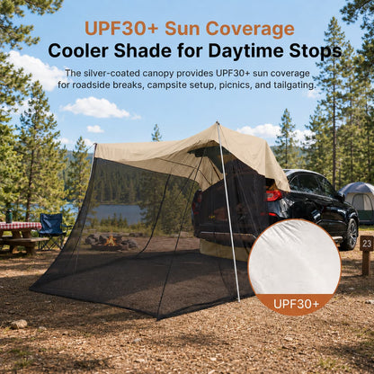 SUV Tailgate Screen Canopy – 10 x 6.5 ft Mosquito Net Sun Shade | Traverseon