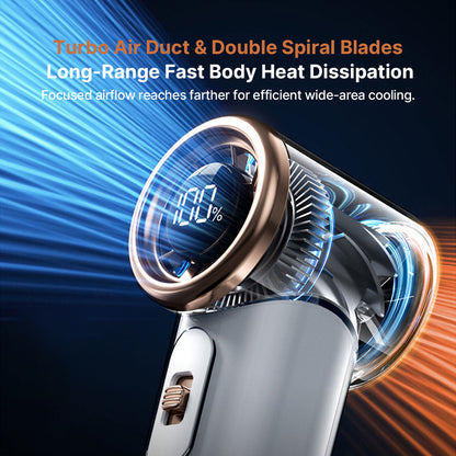 Portable Handheld Turbo Mini Fan – 15000RPM LED Low Noise Outdoor&Travel | Traverseon