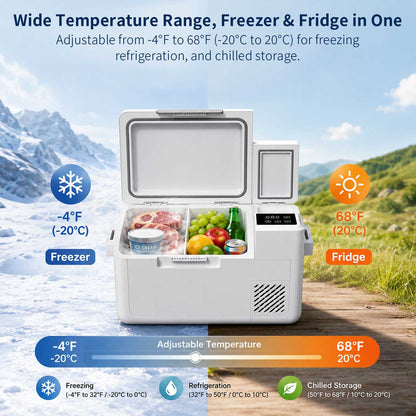 25L/26 Qt 12V/24V Portable Car Fridge with Ice Maker | Traverseon