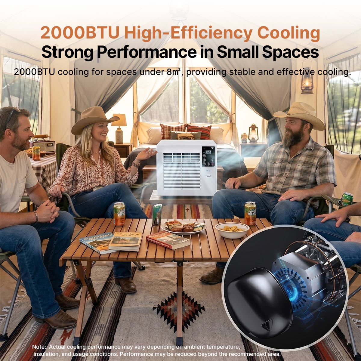 Portable Camping Air Conditioner – 2000BTU Plug-in Mini AC for Tent RV | Traverseon