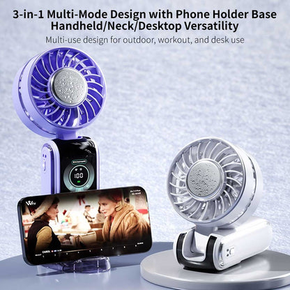TEC Ice Compress 3-in-1 Handheld Fan - NTC Safe, 100-Speed, LED Digital Display, 3600mAh Portable Cooler|Traverseon