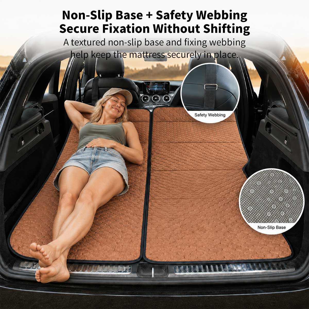 SUV Camping Mattress 74 × 50.8 in – Foldable Non-Inflatable Car Bed | Traverseon
