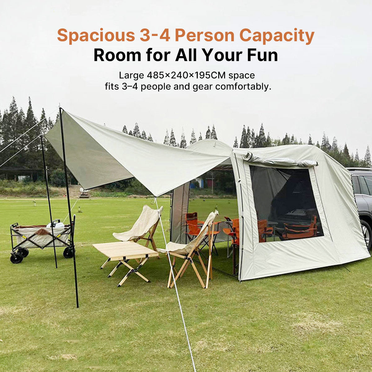 SUV Tailgate Tent Canopy – 210T 3000 Waterproof UV Protection for Car Camping | Traverseon