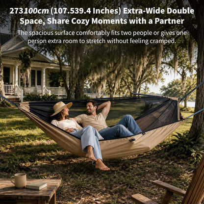 Camping Hammock with Mosquito Net – 273x100 cm Double, 250 kg Capacity | Traverseon