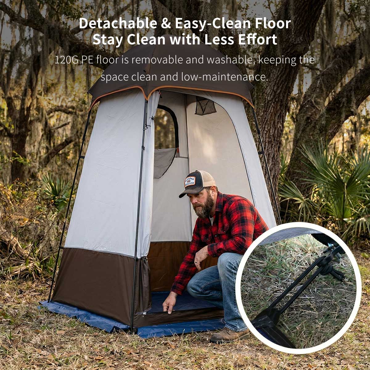 Outdoor Privacy Shower Tent – Waterproof UV-Resistant Changing Shelter with Floor & Hook | Traverseon