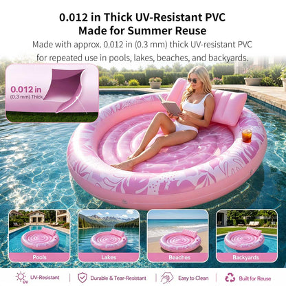 Inflatable Tanning Pool Lounger – 190 cm (75 in) 2-in-1 Pool Float | Traverseon