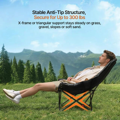 Outdoor Recliner Chair - Adjustable Gear Positions Foldable for Camping, Sports Events, Beach | Traverseon