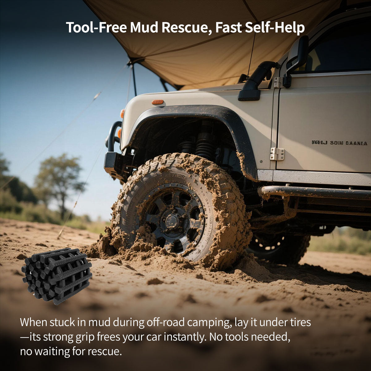 Car Traction Mat – 10-Ton Load, Tool-Free Recovery , Multi-Size for Car/Truck/SUV/RV Camping | Traverseon