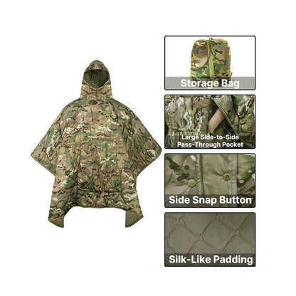 Camo Wearable Sleeping Poncho – Insulated, Packable, & Hunting-Ready