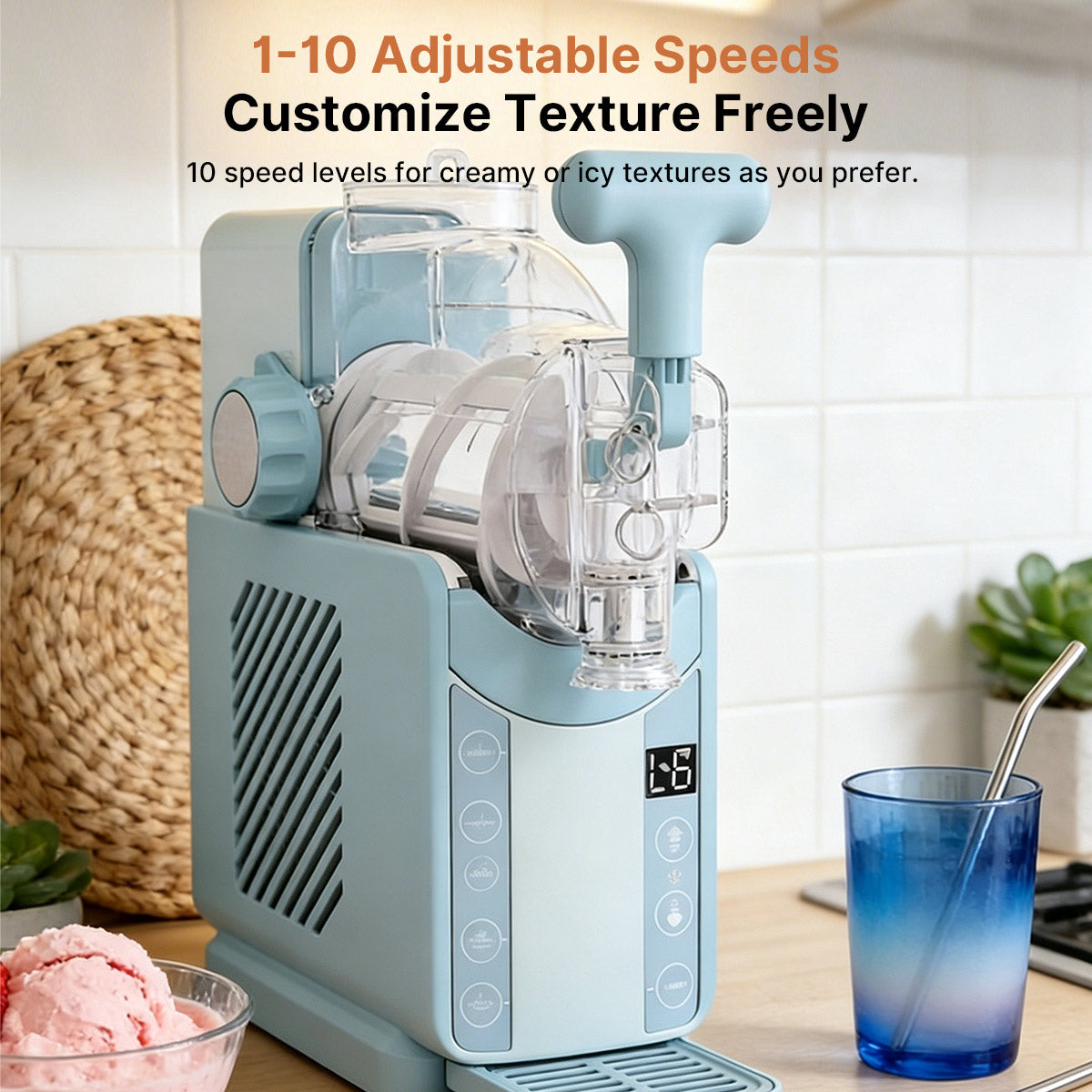 Traverseon 1.8L Portable Slushie & Ice Cream Maker | 110V Blue | Summer Party Essential
