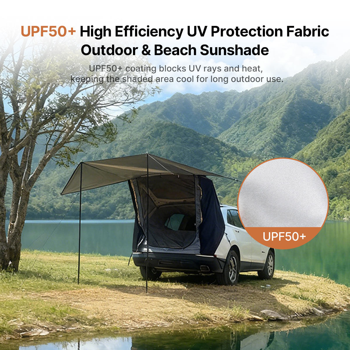 SUV Car Camping Tailgate Awning, Waterproof Privacy Screen, Extended Canopy, All-Terrain & All-Season Use | Traverseon